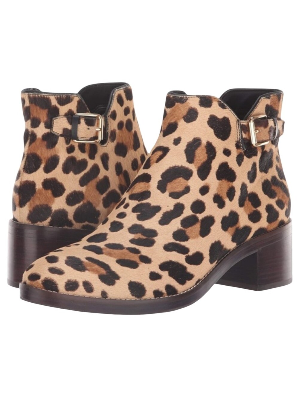 Cole Haan Harrington Grand buckle booties striking ocelot leopard print Size 7.5